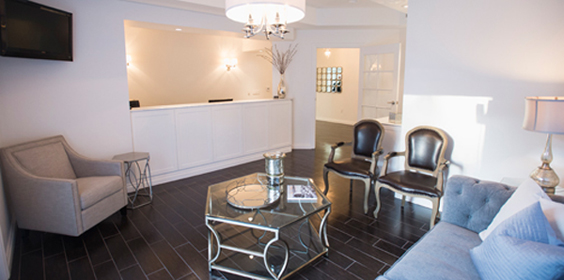 Office lobby decorated with comfortable furniture and elegant lighting